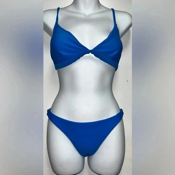 Zaful  Women Two Piece Bikini Swimsuits Crisscross Back Cobalt Blue - Picture 1 of 4